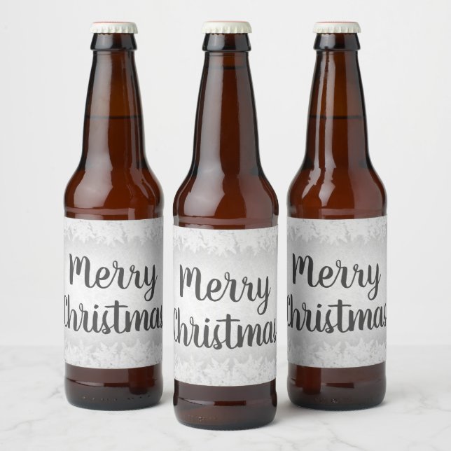 Graufrost Frost Frohe Weihnachten Bierflaschenetikett (Flaschen)