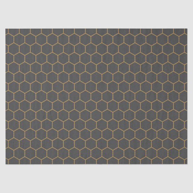 Graugelbe Honeycomb Hexagon Muster Trendy Chic Seidenpapier (Vorderseite)