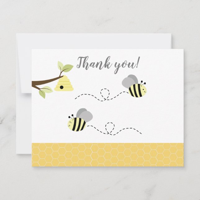 Graugelbe Hummel Danke Karte (Vorderseite)