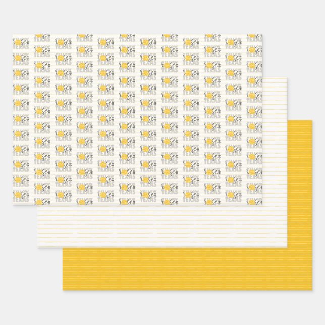 Graugelbe Rose von Texas Geschenkpapier Set (Set)