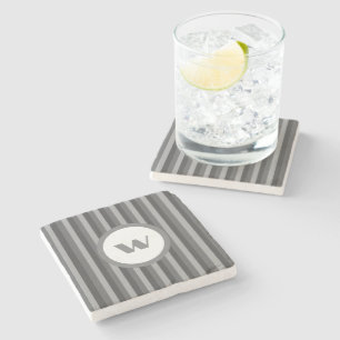 Graugestrichene Monogramm im Country-Stil Steinuntersetzer