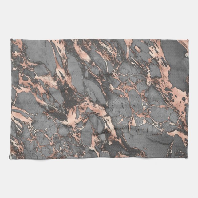 Graugold-Rose Marmor, modernes Design Geschirrtuch (Horizontal)