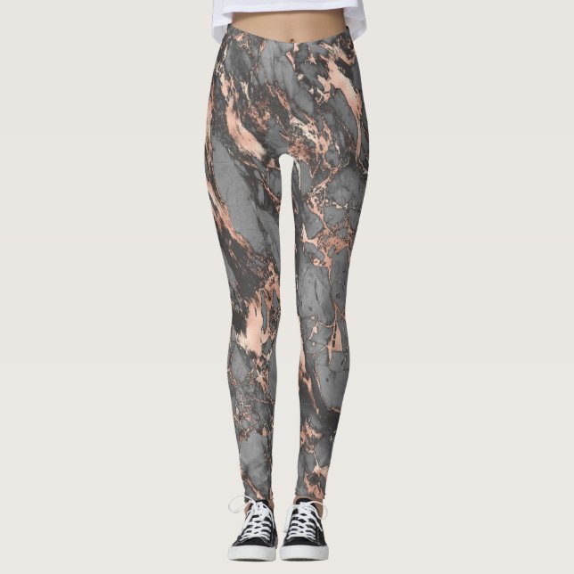 Graugold-Rose Marmor, modernes Design Leggings (Vorderseite)