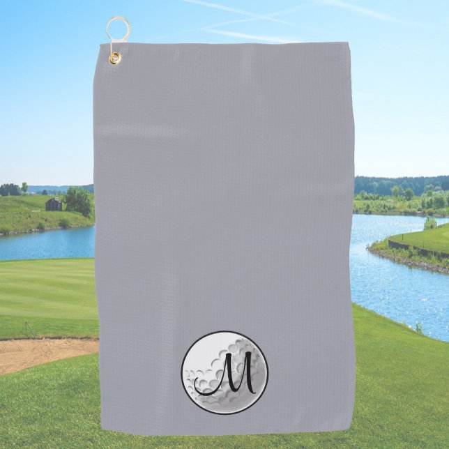 Graugolfball mit Monogramm Erstgeburten Golfhandtuch (Von Creator hochgeladen)