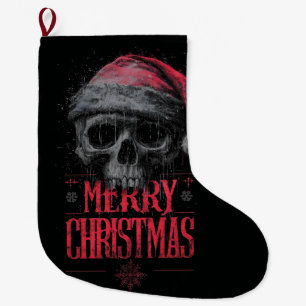 Graugothischer Schädel mit einer beängstigenden We Großer Weihnachtsstrumpf