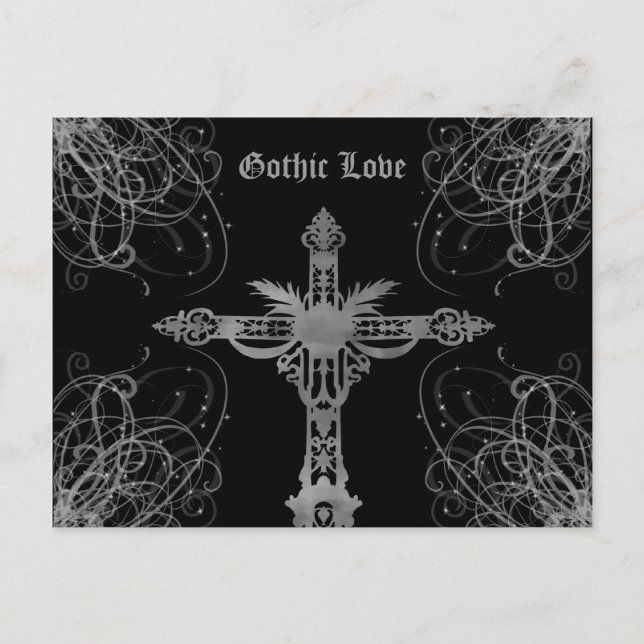 Graugraue gotische Liebe Postkarte (Vorderseite)