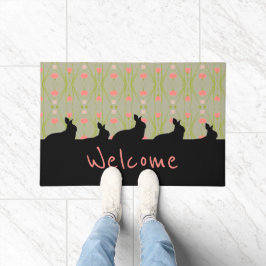 Graugrün mit sonnigen Silhouetten Fußmatte