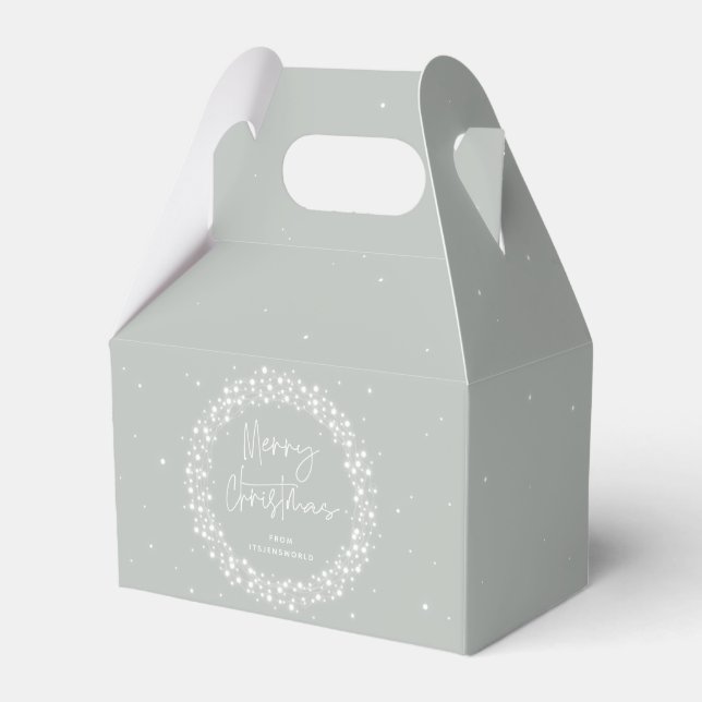 Graugrüne frohe Weihnachtsgläser Geschenkschachtel (Vorderseite)
