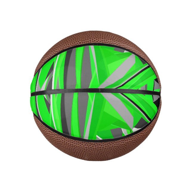 Graugrüne Geometrie Mini Basketball (Vorderseite)