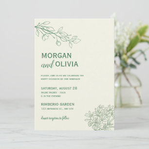Graugrüne Minimalistische Hochzeitseinladung Einladung
