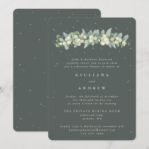 Graugrüne Schneebeer- und Eukalyptus-Hochzeitsprob Einladung
