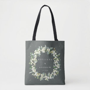 Graugrüne Schneebeere+Eukalyptus-Winterhochzeit Tasche