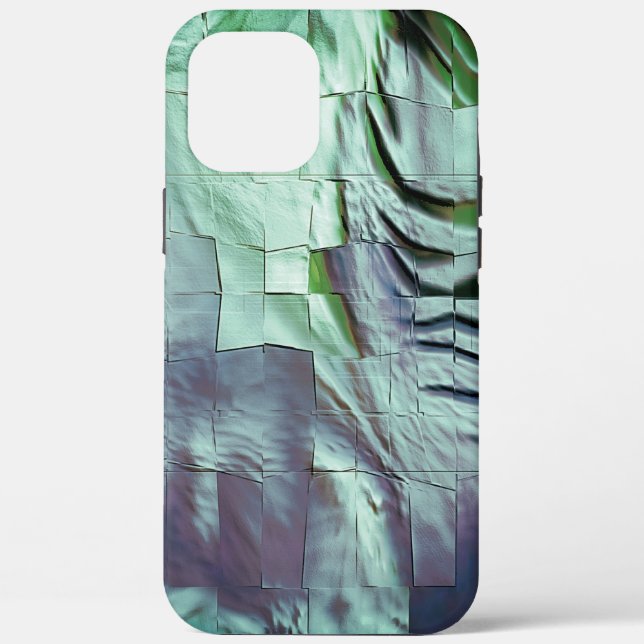 Graugrünes Mosaik mit weichen Skulpturen und Satin Case-Mate iPhone Hülle (Rückseite)