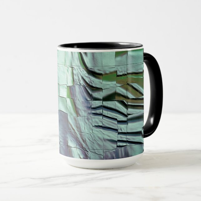 Graugrünes Mosaik mit weichen Skulpturen und Satin Tasse (VorderseiteRechts)