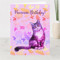Grauhaarige Katze Blumenkarte