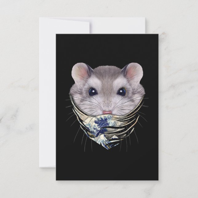 GrauHamster im Tsunami in Edo Japan RSVP Karte (Vorderseite)