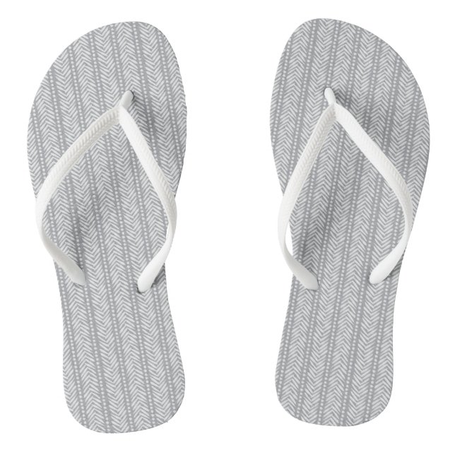 Grauhandgezeichnetes Zickzack Muster Flip Flops (Fußbett)