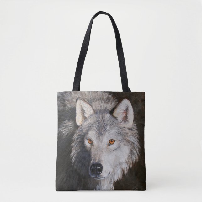 Grauholz Wolf Face Tote Bag Tasche (Vorderseite)