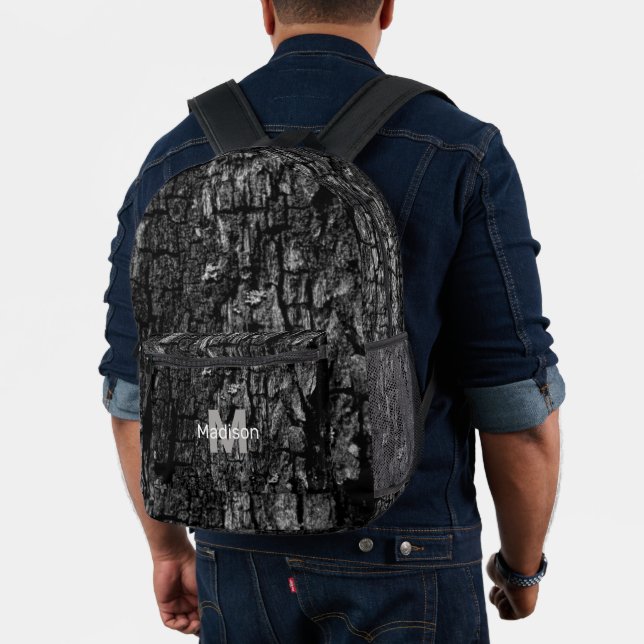 Grauholzrinde, kundenspezifischer Monogram-Name Bedruckter Rucksack (Insitu (Modell))