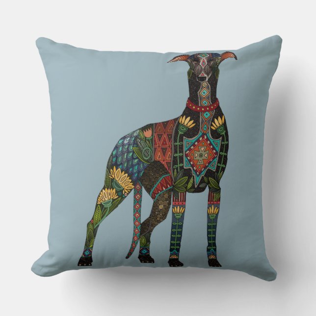 Grauhund-Azurblau Kissen (Vorderseite)