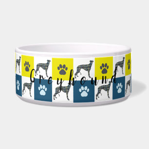 Grauhund Hund & Paw Gelb & Blauer Hundeschüssel Napf