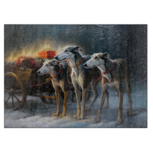 Grauhund Schnee-Schlitten Weihnachtsdekoration Schneidebrett