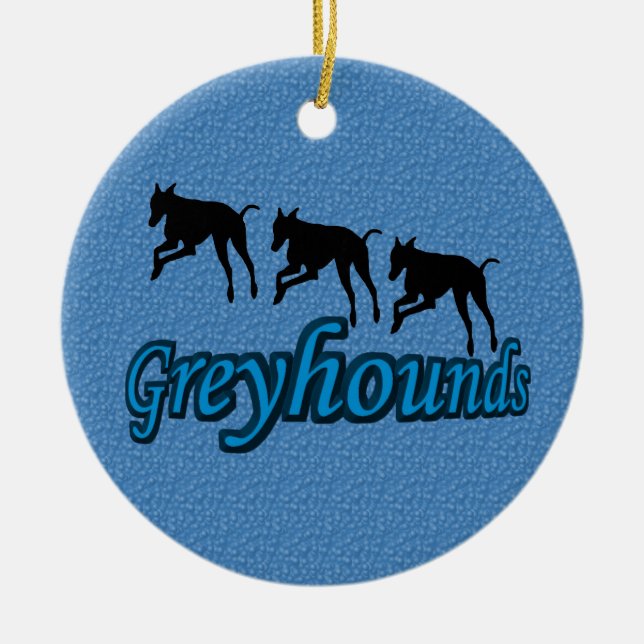 Grauhund-Silhouetten springen Hunde-Ornament Keramikornament (Vorne)