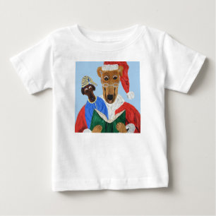 Grauhund Weihnachtsmann liest einem Welpen vor Baby T-shirt