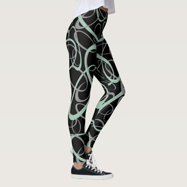 Graujade und graues, miteinander verflochtenes Lop Leggings (Rechts)