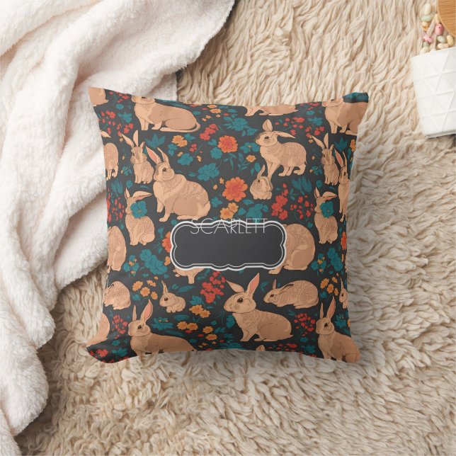 Graukaninchen Mosaik Personalisiertes Muster Kissen (Decke)