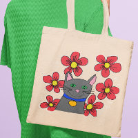 Graukatze mit Blume personalisieren mit eigenen er