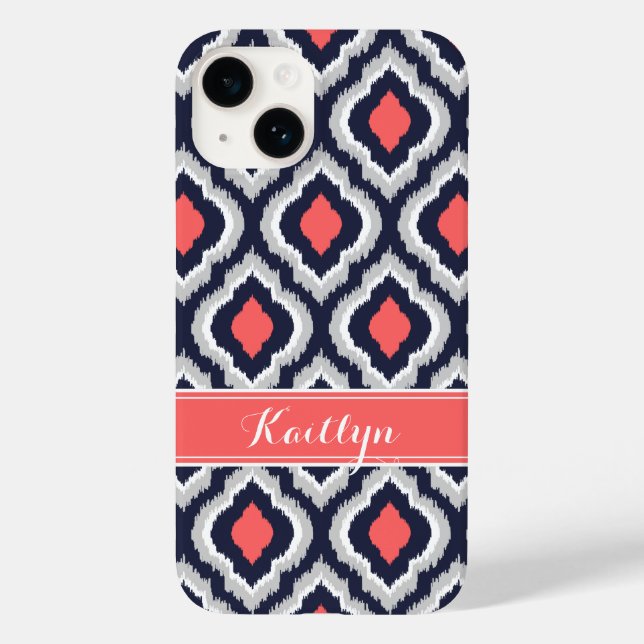 Graukoralle und marokkanisches Monogramm Case-Mate iPhone Hülle (Rückseite)
