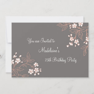 Graukorallen Floral 75. Geburtstagsparty Einladung