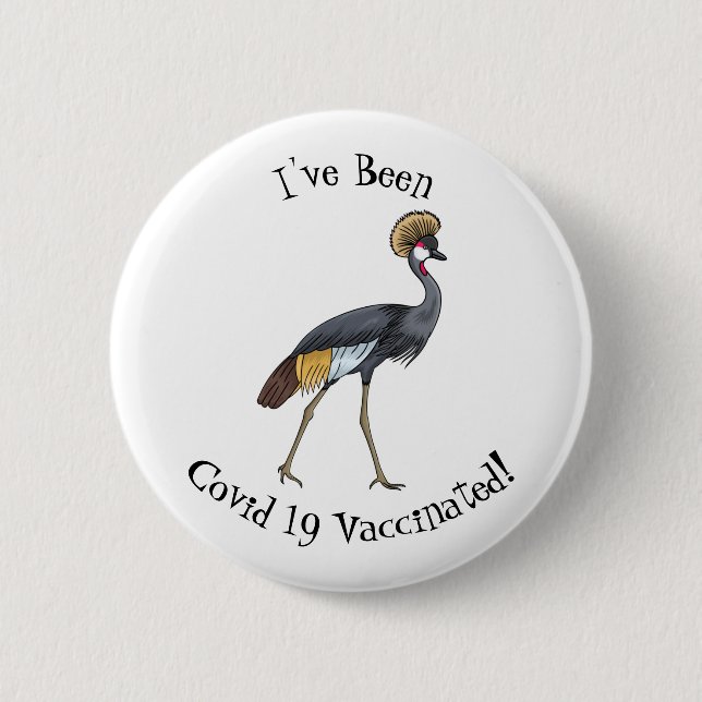 Graukranichkraniche Cartoon Button (Vorderseite)
