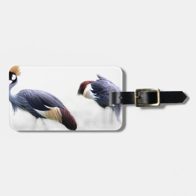 Graukrone Kran-Vogelfedern Gepäckanhänger (Vorderseite horizontal)