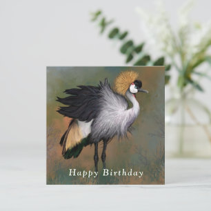 Graukronen-Kranich-Karte Alles Gute zum Geburtstag