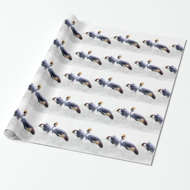 Graukronenkranich-Vogel-Flügel-Federn Geschenkpapier (Ungerollt)