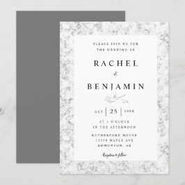 Graumarmor elegante, moderne und schicke Hochzeit Einladung