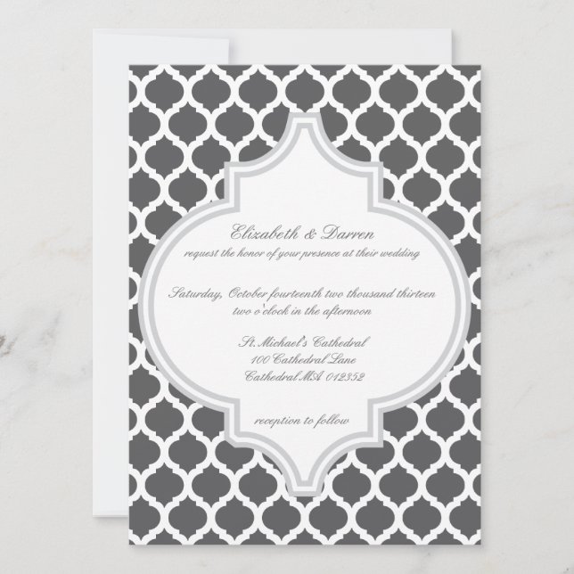 Graumarokkanisches Muster Hochzeitseinladungen Einladung (Vorderseite)