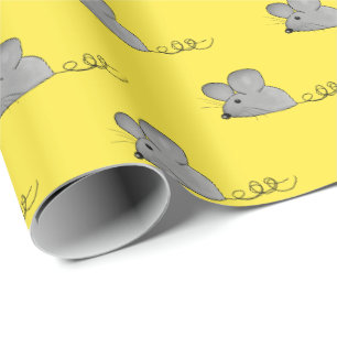 Graumäuse auf gelb geschenkpapier