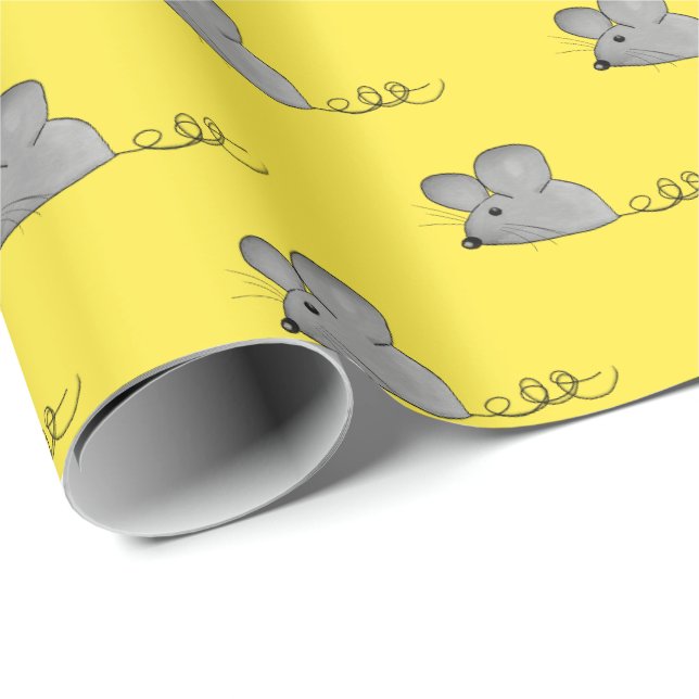 Graumäuse auf gelb geschenkpapier (Rolleneckpunkt)