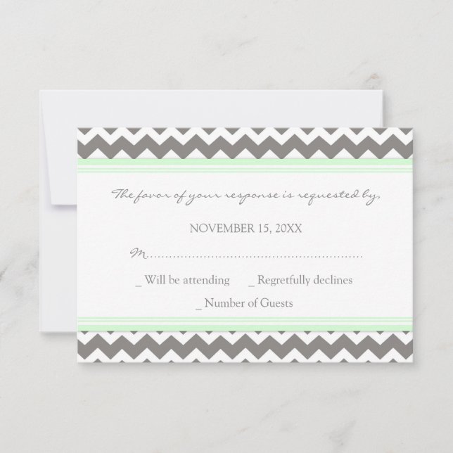 Grauminze Zickzack UAWG Wedding Card RSVP Karte (Vorderseite)