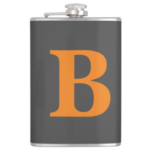 Grauorange moderne mit Monogramm beruflich Flachmann
