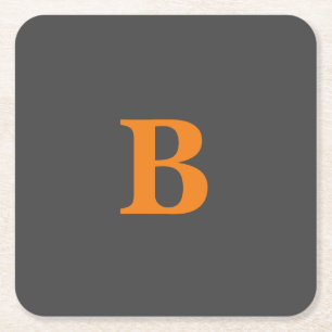 Grauorange moderne mit Monogramm beruflich Rechteckiger Pappuntersetzer