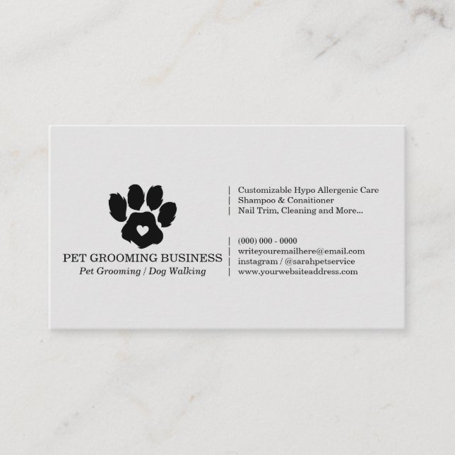 Graupaw Minimalistisch Pet Branding Mobile Groomer Visitenkarte (Vorderseite)