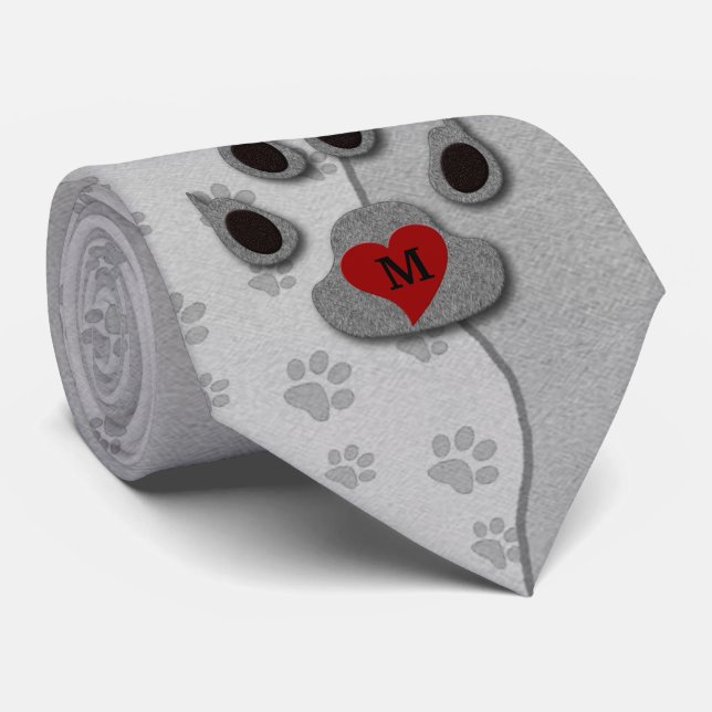 Graupaw Print Dog Lover Mit Monogramm Krawatte (Gerollt)