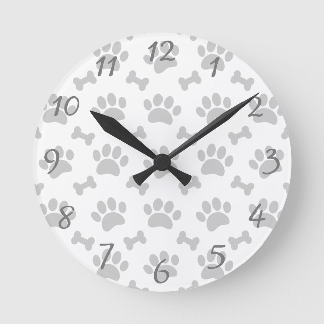 Graupaws und Knochenmuster Runde Wanduhr (Vorderseite)