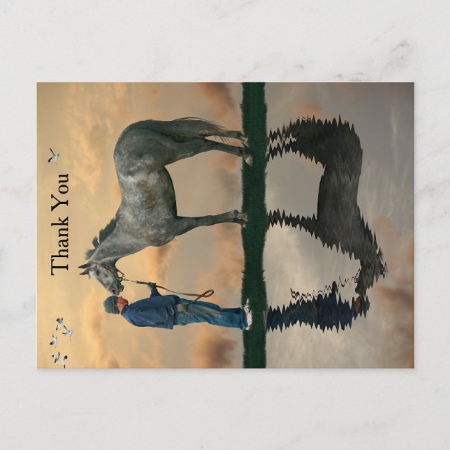 Graupferd und Groom OTTB Postkarte (Vorderseite)