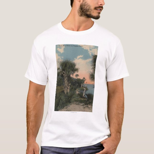 Graureiher auf Florida-Küsten-Strand T-Shirt (Vorderseite)