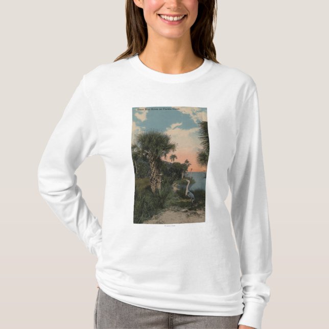 Graureiher auf Florida-Küsten-Strand T-Shirt (Vorderseite)